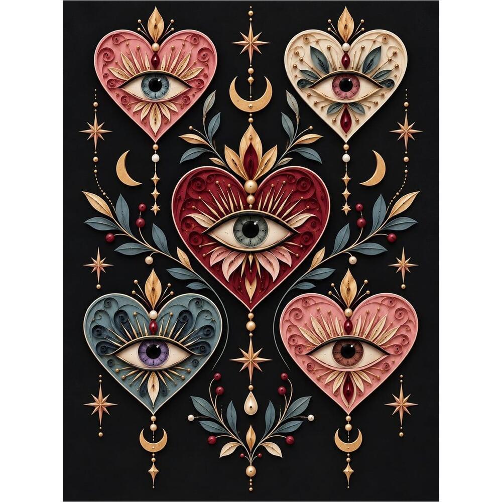 8x10 Framed Mystic Heart Eye Wall Art - Multicolor Home Wall Decor